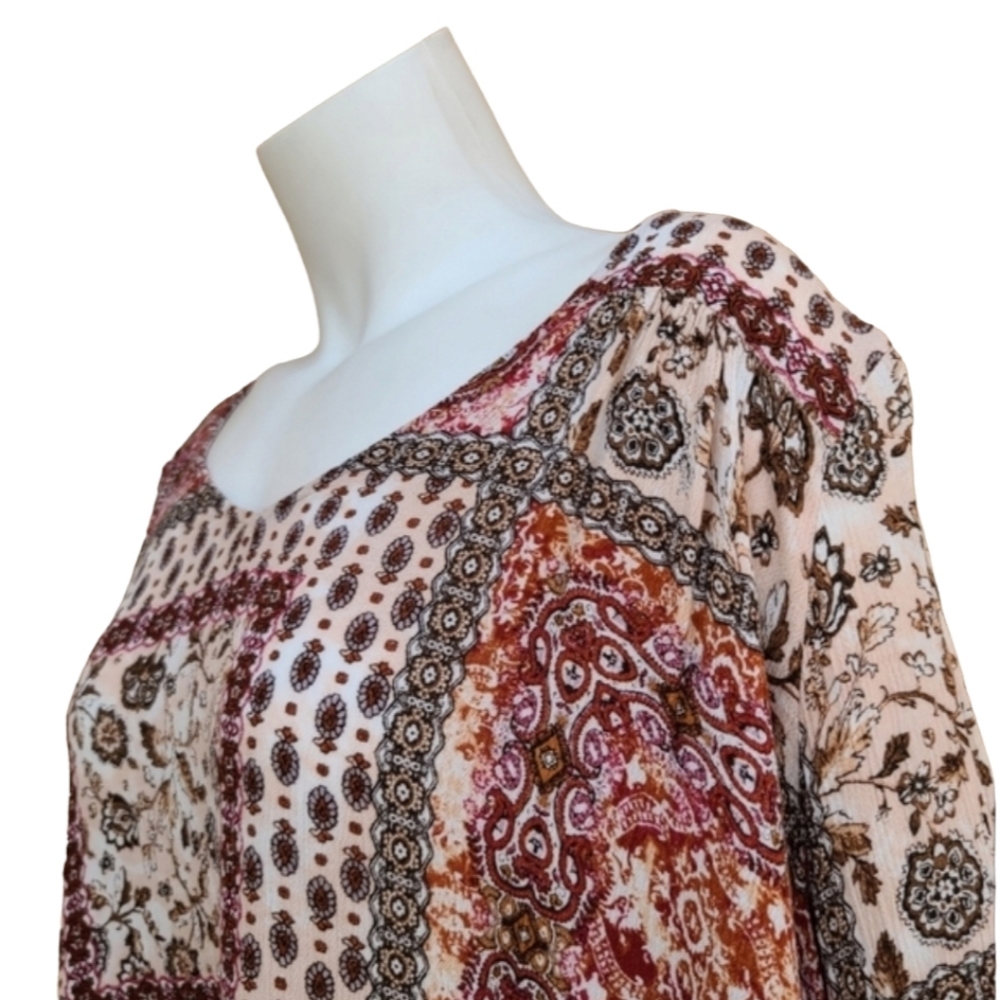MOONDUST Patchwork Paisley Blouse XL Cutout Boho Festival Top Oversized GYPSY - Picture 9 of 16